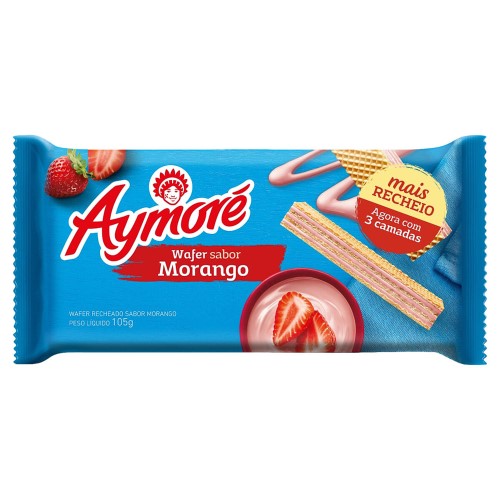 Biscoito Aymoré Wafer Sabor Morango com 105g