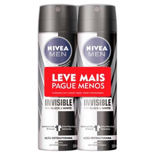 Pack Desodorante Nivea Men Black & White Aerosol masculino