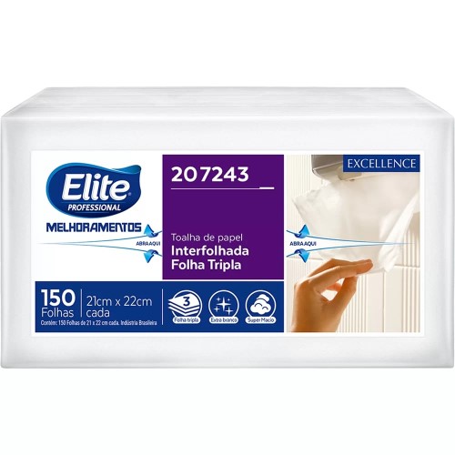 Papel Toalha Elite Interfolhada Com 150 Folhas