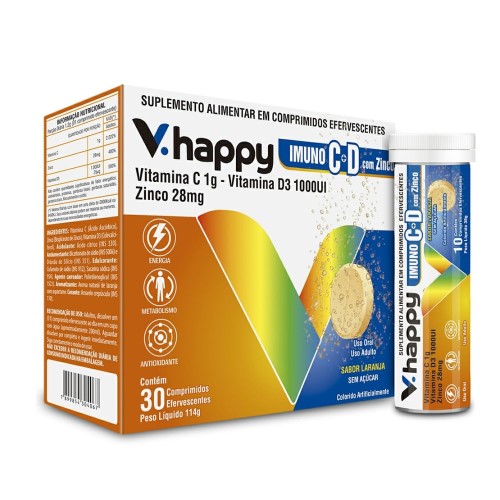 Suplemento Alimentar V. Happy Imuno Com Zinco 30 Comprimidos