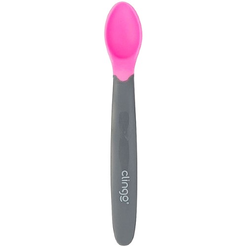 Colher de Silicone Ergonômica Termossensível Pink (6m+) - Clingo