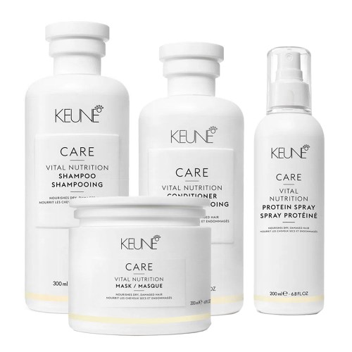 Keune Vital Nutrition Kit - Shampoo + Condicionador + Máscara + Spray