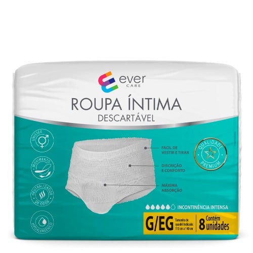 Roupa íntima Ever Care G/EG 8 Unidades