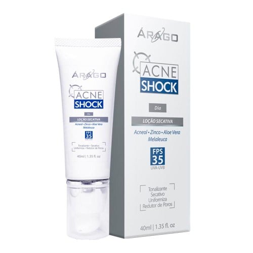 Loção Secativa Tonalizante Árago Acne Shock Dia FPS35 40ml