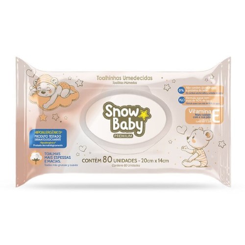 Toalha Umedecida Snow Baby Premium 80 Unidades