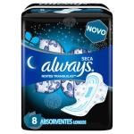 Absorvente Always Noites Tranquilas Cobertura Seca Com Abas 8 Unidades