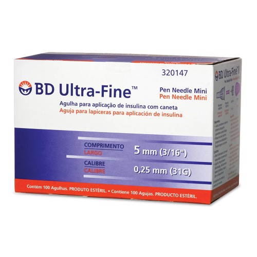 Agulha Para Caneta Ultra-fine 5mm Bd 100 Unidades