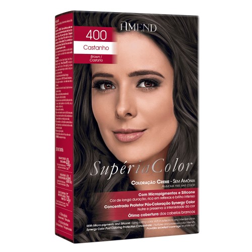 Tonalizante Creme Amend Supéria Color Sem Amônia 400 Castanho com 1 Unidade