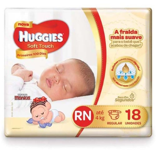 Fralda Descartável Huggies Soft Touch RN 18 Unidades