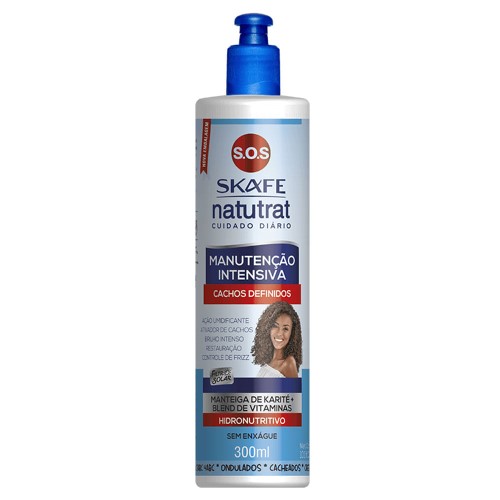 Creme de Pentear Skafe Natutrat SOS Manutenção Intensiva para Cabelos Cacheados, Crespos e Volumosos 300ml