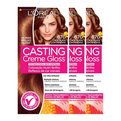 L`oréal Paris Coloração Casting Creme Gloss Kit - 670 Chocolate com Pimenta