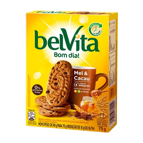 Biscoito BelVita Bom Dia! Sabor Mel e Cacau com 3 Unidades de 25g cada