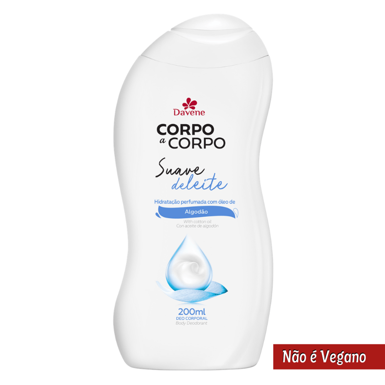 Loção Hidratante Davene Corpo a Corpo suave, algodão com 200mL