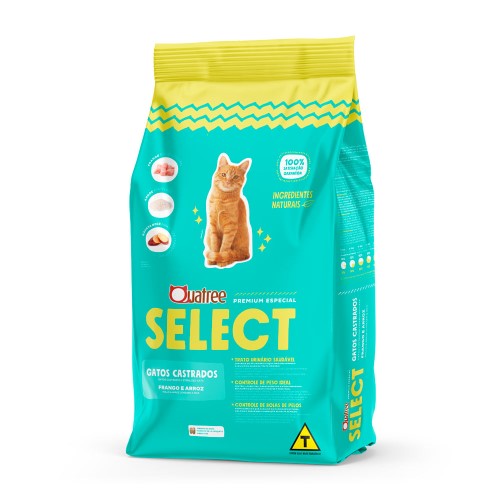 Ração para Gatos Castrados Quatree Select Sabor Frango e Arroz 3kg