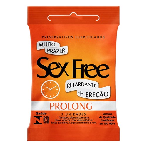 Preservativo Sex Free Prolong com 3 Unidades