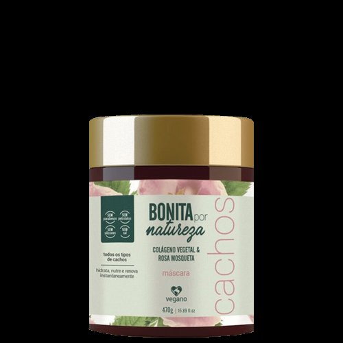 Máscara Capilar Bonita Por Natureza Cachos Rosa Mosqueta 470g