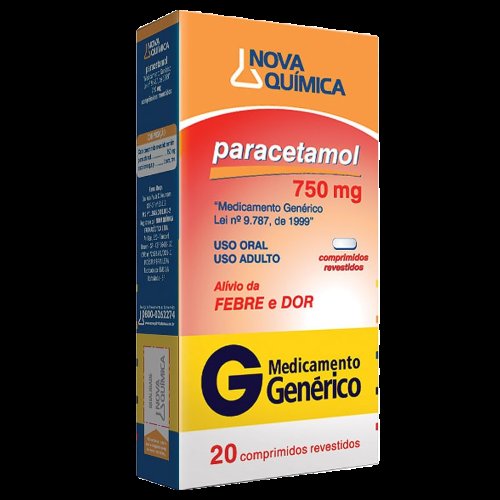 Paracetamol 750mg 20 comprimidos Genéricos Nova Quimica