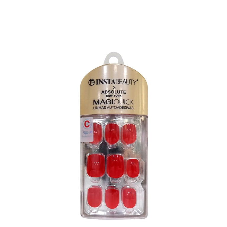 x InstaBeauty MagiQuick Curta Candy Red - Unhas Postiças (24 Unidades)