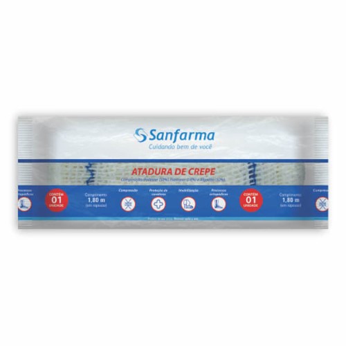 Atadura de Crepe Sanfarma 20cm x 1,80m com 1 Unidade