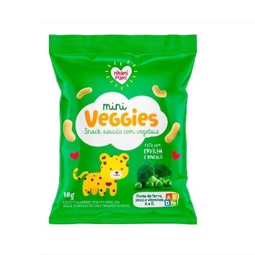 Biscoito Salgado Mini Veggies Ervilha e Brócolis com 18g