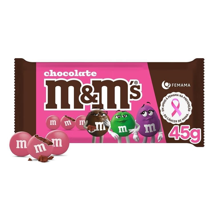 Chocolate M&ms Ao Leite Rosa 45g