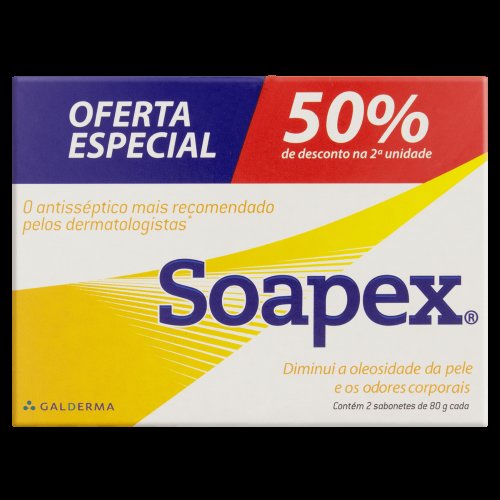 Soapex Sabonete em Barra 2 unidades 80g cada com 50% de desconto na 2ª Unidade