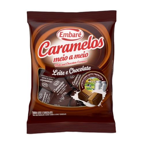 Balas Embaré Caramelo de Leite Sabor Leite e Chocolate 38g