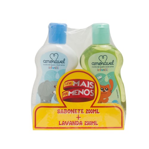 Kit Amorável Lavanda Infantil 230ml X Sabonete Infantil Da Cabeça Aos Pés 200ml