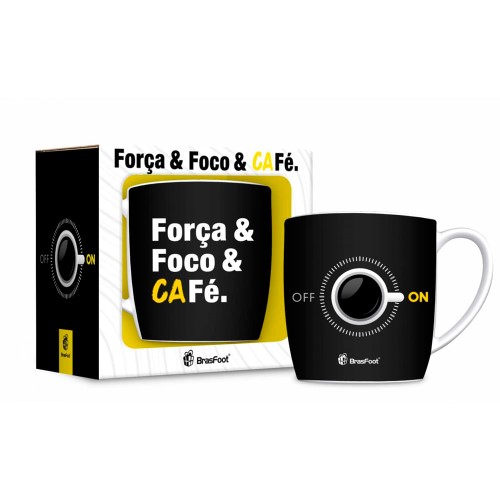 Caneca Porcelana Urban Foco Força e Café 360ml