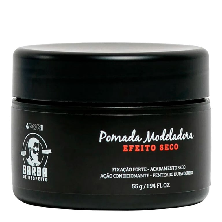 Pomada Modeladora Efeito Seco Forte Barba De Respeito 55g