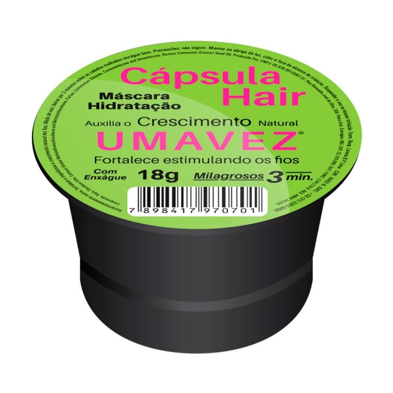 Capsula Hair Hidratante Uma Vez Crescimento 18g