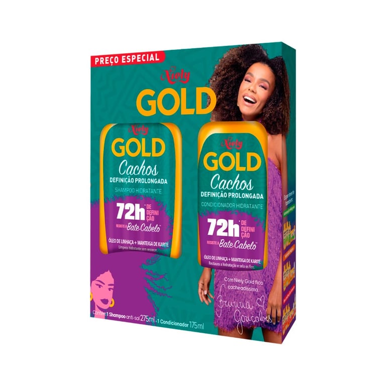 Kit Niely Gold Cachos Shampoo 275ml + Condicionador 175ml