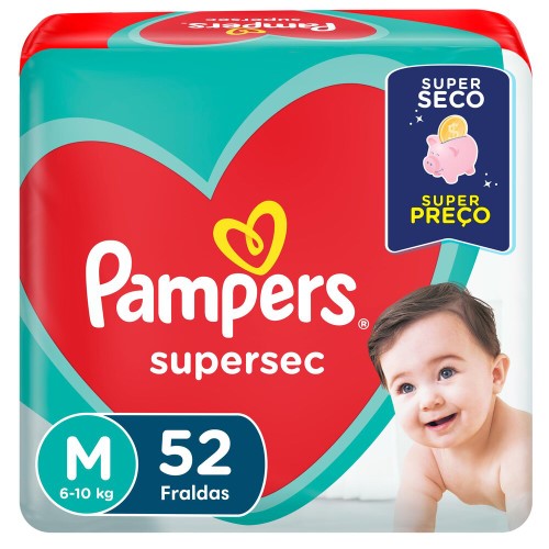 Fraldas Pampers Supersec M 52 Unidades