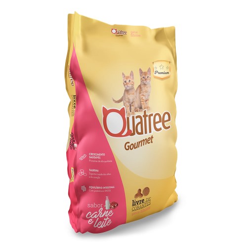 Ração para Gatos Filhotes Quatree Gourmet Sabor Carne e Leite 1Kg