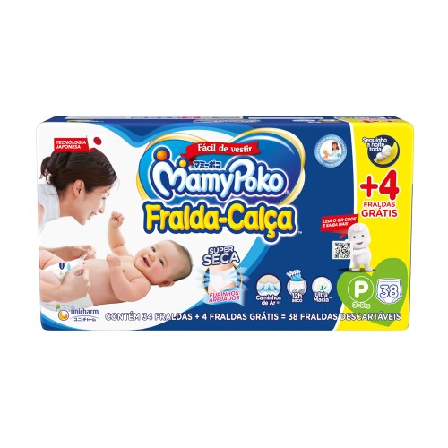 Fralda Calça Infantil MamyPoko Super Seca Jumbinho P - 34 Unidades