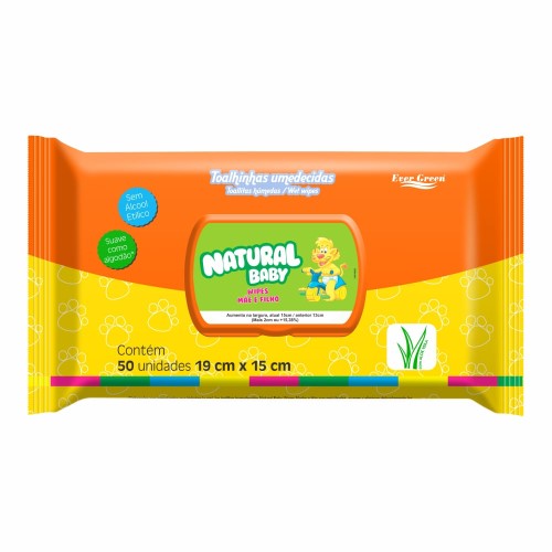 Toalha Umedecida Natural Baby Wipes Mãe & Filho 50 Un.