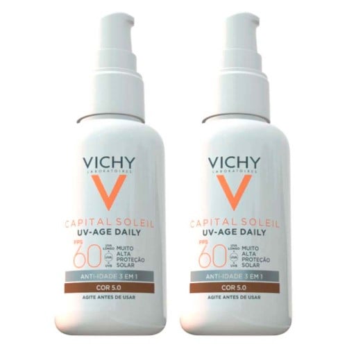 Vichy UV-Age Daily Kit com 2 Unidades – Protetor Solar Facial com Cor FPS60 – 5.0