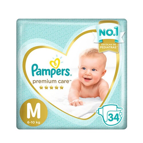 Fraldas Pampers Premium Care M 34 Unidades