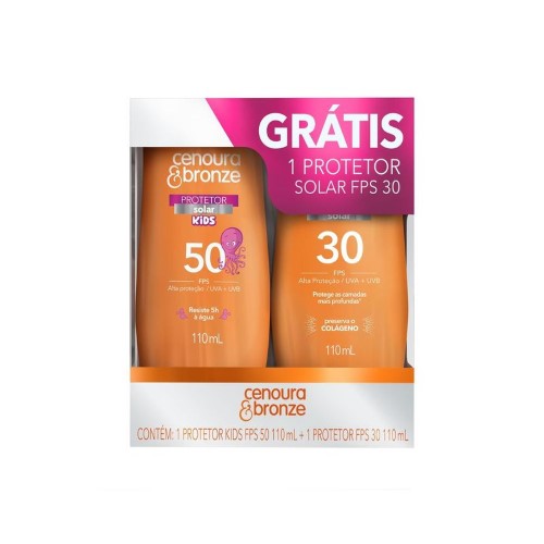 Protetor Solar Cenoura & Bronze Kids Fps 50 110ml + Protetor Solar Cenoura & Bronze Fps 30 110ml