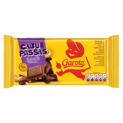 Chocolate Garoto Caju e Passas 80g