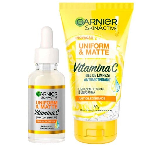 Garnier Vitamina C Kit – Sérum Facial Efeito Matte + Gel de Limpeza Facial