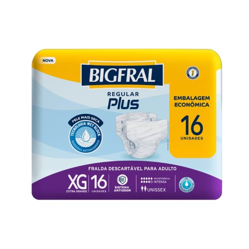 Fralda Descartável BigFral Regular Plus Extra Grande 16 Unidades