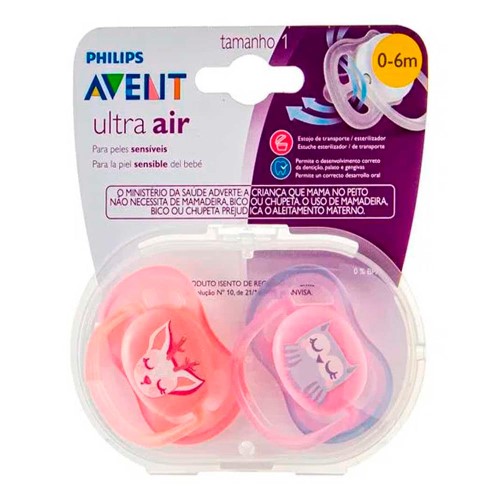 Chupeta Avent Ultra Air 0-6 Meses Coruja/Cervo com 2 Unidades